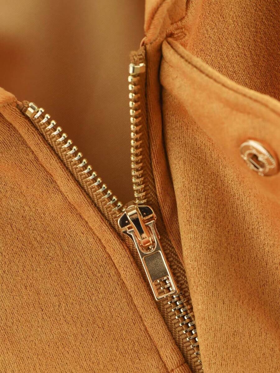 Dámská volná vintage bunda – klasický límec, dlouhý rukáv, podzimní styl