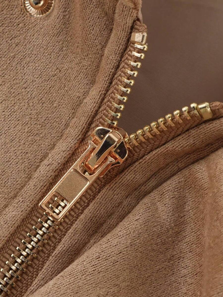 Dámská volná vintage bunda – klasický límec, dlouhý rukáv, podzimní styl