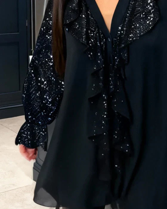 Blůza Valentina – Elegantní šifonová blůza s lesklými detaily