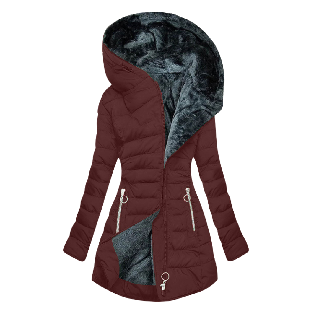 Dámský hřejivý plyšový zimní kabát