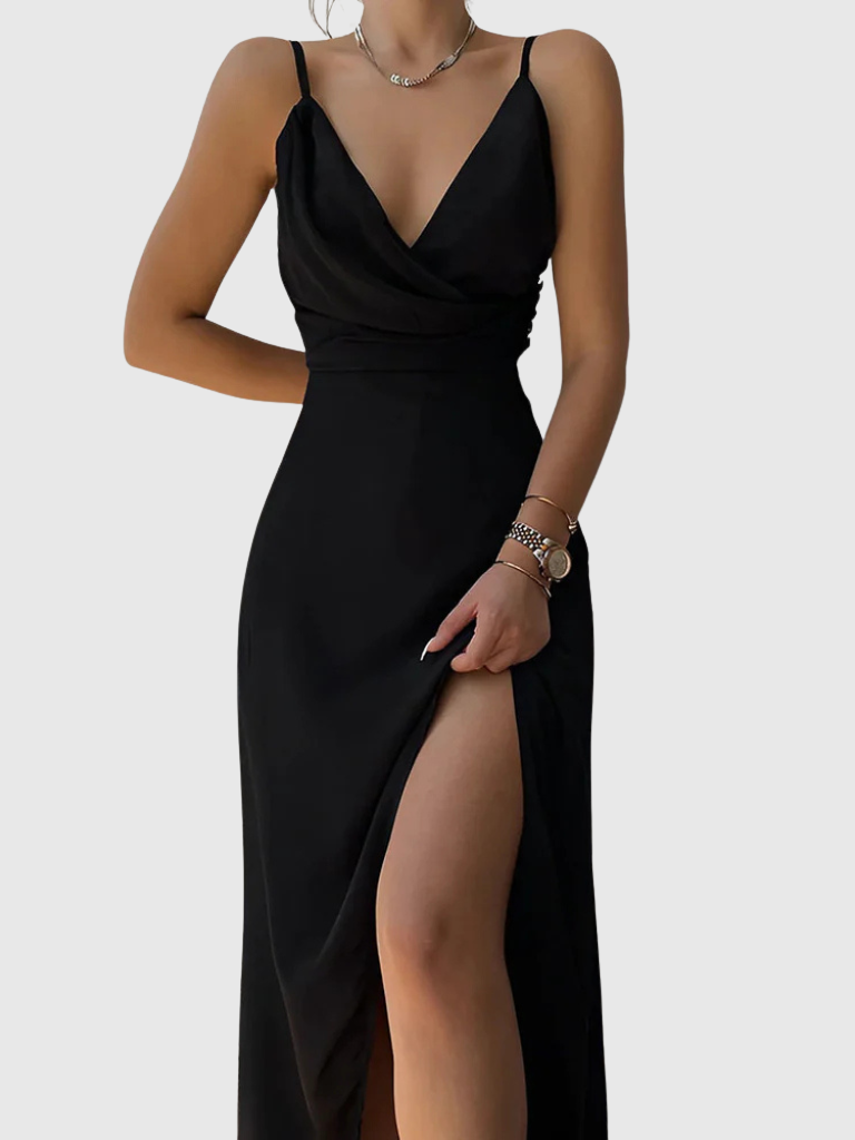 SOFIE | Saténové šaty s volným límcem