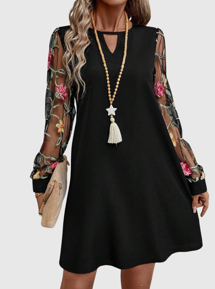 Jolanta | Elegantní šaty s výstřihem do V a výraznými rukávy